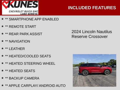 Red Carpet Metallic Tinted Clearcoat 2024 Lincoln Nautilus Reserve