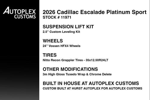 Argent Silver Metallic 2026 Cadillac Escalade Sport Platinum