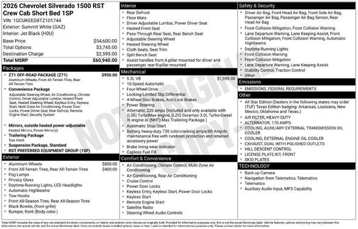 2026 Chevrolet Silverado 1500 RST