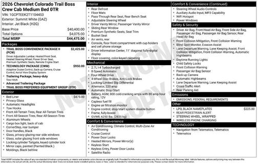 2026 Chevrolet Colorado Trail Boss