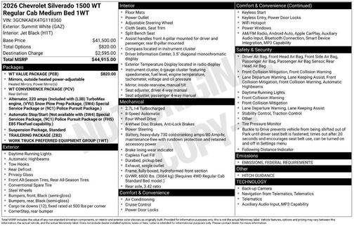 2026 Chevrolet Silverado 1500 WT