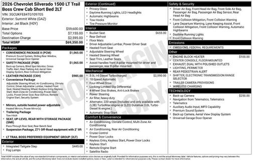 2026 Chevrolet Silverado 1500 LT Trail Boss