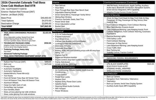 2026 Chevrolet Colorado Trail Boss