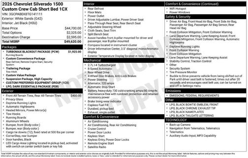 2026 Chevrolet Silverado 1500 Custom
