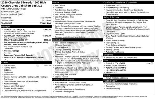 2026 Chevrolet Silverado 1500 High Country