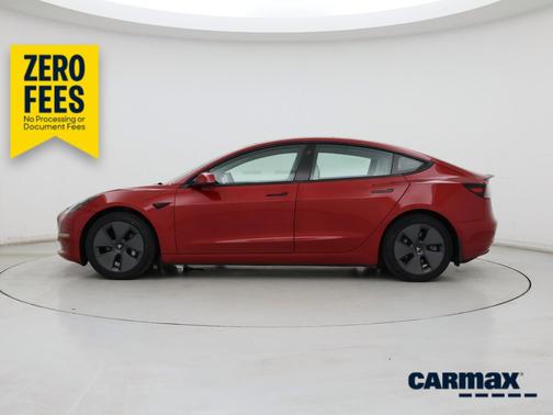 Red 2021 Tesla Model 3 Long Range