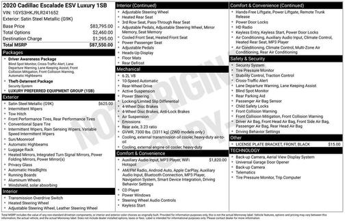 2020 Cadillac Escalade ESV Luxury