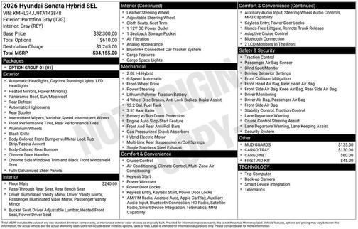 2026 Hyundai SONATA Hybrid SEL