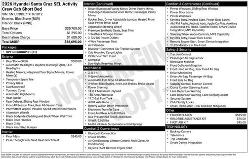 2026 Hyundai SANTA CRUZ SEL Activity