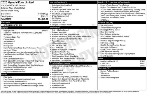 2026 Hyundai KONA Limited
