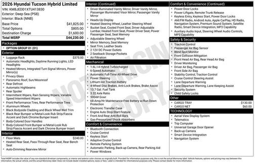 2026 Hyundai TUCSON Hybrid Limited