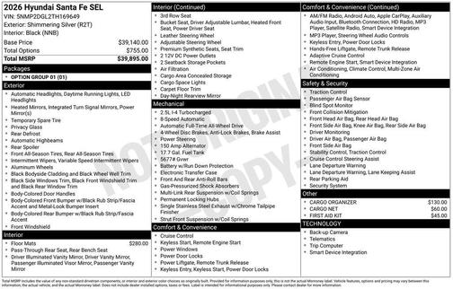 2026 Hyundai SANTA FE SEL