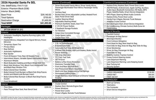 2026 Hyundai SANTA FE SEL