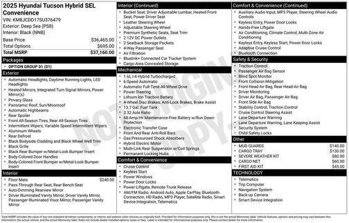 2025 Hyundai TUCSON Hybrid SEL Convenience