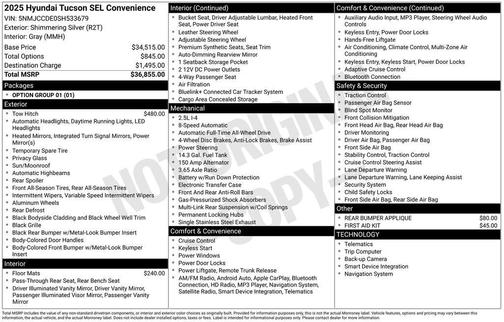 2025 Hyundai TUCSON SEL Convenience