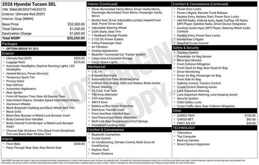 2026 Hyundai TUCSON SEL