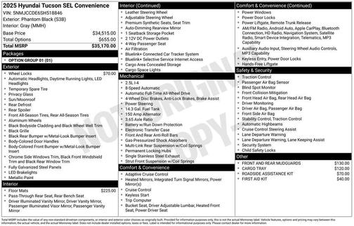 2025 Hyundai TUCSON SEL Convenience