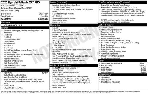 2026 Hyundai PALISADE XRT Pro
