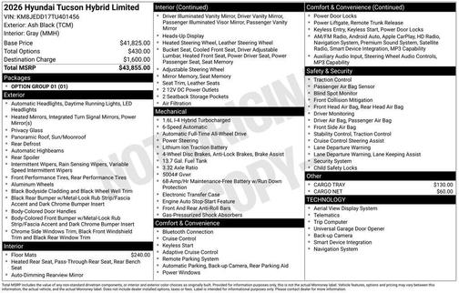 2026 Hyundai TUCSON Hybrid Limited