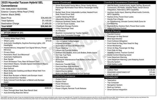 2025 Hyundai TUCSON Hybrid SEL Convenience