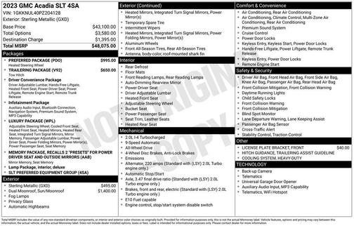 Sterling 2023 GMC Acadia SLT