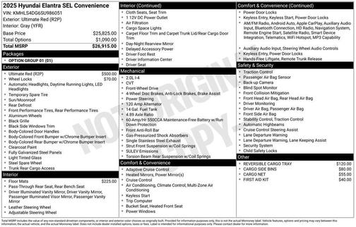 2025 Hyundai ELANTRA SEL Convenience