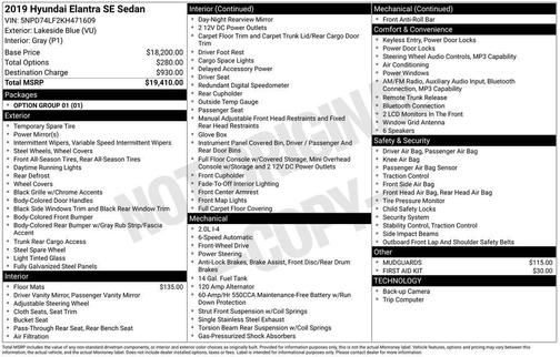 2019 Hyundai ELANTRA SE