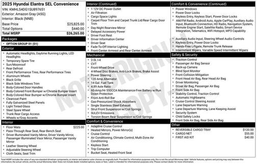 2025 Hyundai ELANTRA SEL Convenience