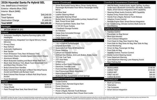 2026 Hyundai SANTA FE HEV SEL