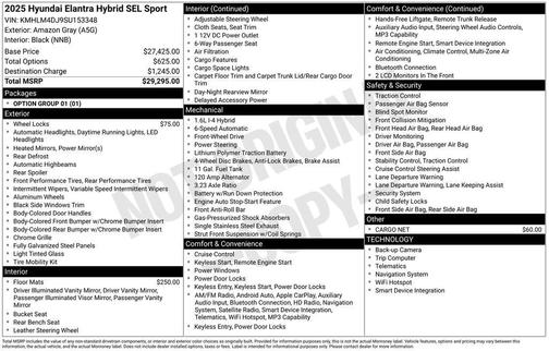 2025 Hyundai ELANTRA HEV SEL Sport