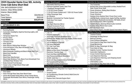 2025 Hyundai SANTA CRUZ SEL Activity