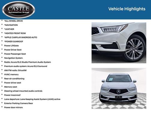 White 2019 Acura MDX 3.5L w/Technology Package