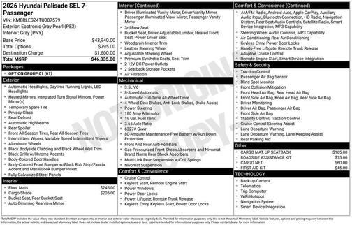2026 Hyundai PALISADE SEL 7P