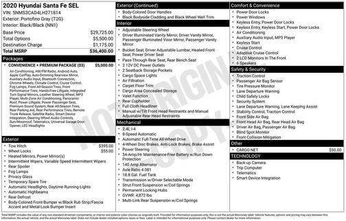 Portofino Gray 2020 Hyundai SANTA FE 2.4 SEL