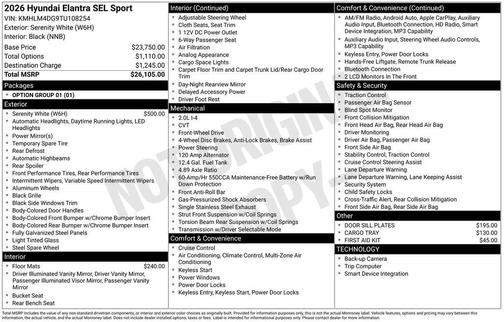 2026 Hyundai ELANTRA SEL Sport