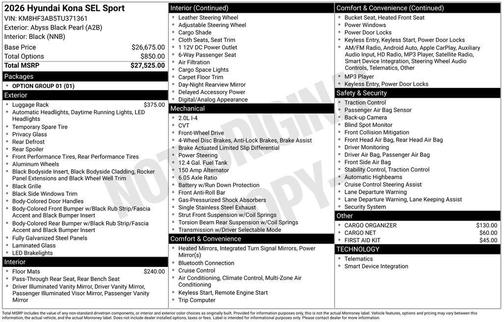 2026 Hyundai KONA SEL Sport