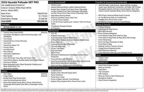 2026 Hyundai PALISADE XRT Pro