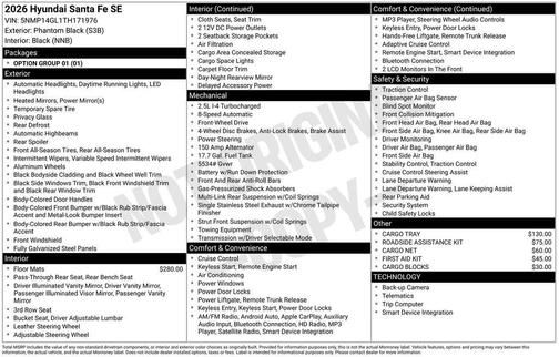 2026 Hyundai SANTA FE SE