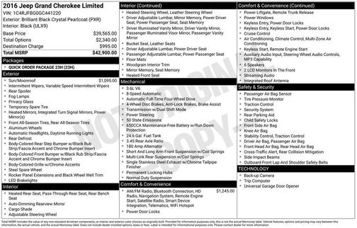 Brilliant Black Crystal Pearlcoat 2016 Jeep Grand Cherokee Limited