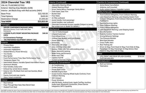 Sterling Gray Metallic 2024 Chevrolet Trax 1RS