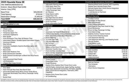 Abyss Black Pearl 2025 Hyundai KONA SE