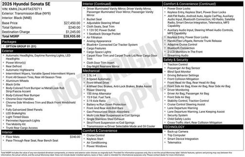2026 Hyundai SONATA SE