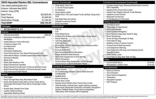 2025 Hyundai ELANTRA SEL Convenience