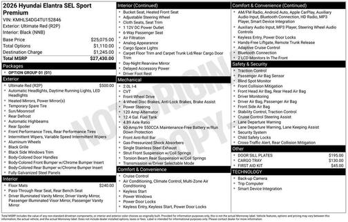 2026 Hyundai ELANTRA SEL SPORT PREMIUM