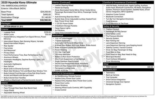 Ultra Black 2020 Hyundai KONA Ultimate