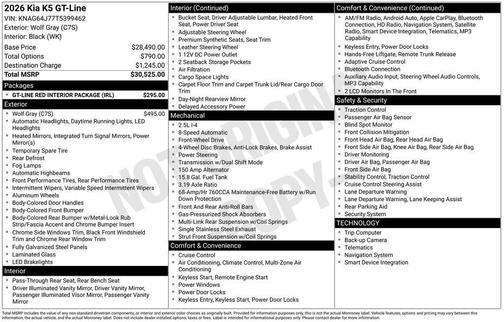Wolf Gray 2026 Kia K5 GT-Line FWD