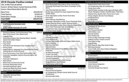 2018 Chrysler Pacifica Limited