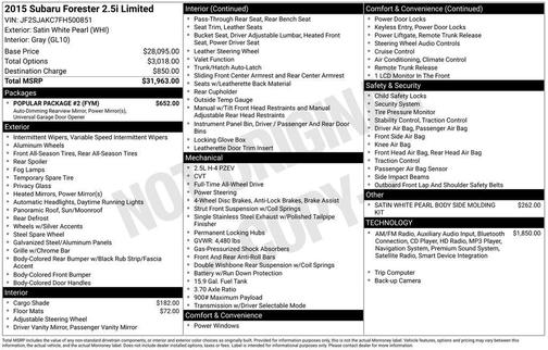 2015 Subaru Forester 2.5i Limited