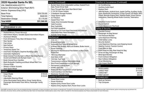 2020 Hyundai SANTA FE SEL 2.4