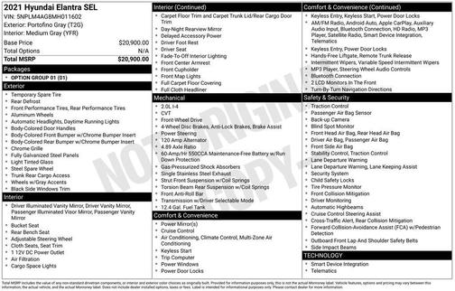 2021 Hyundai ELANTRA SEL